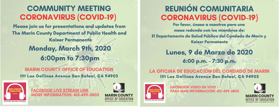 March 9 - MCOE Community Meeting on Coronavirus (COVID-19)